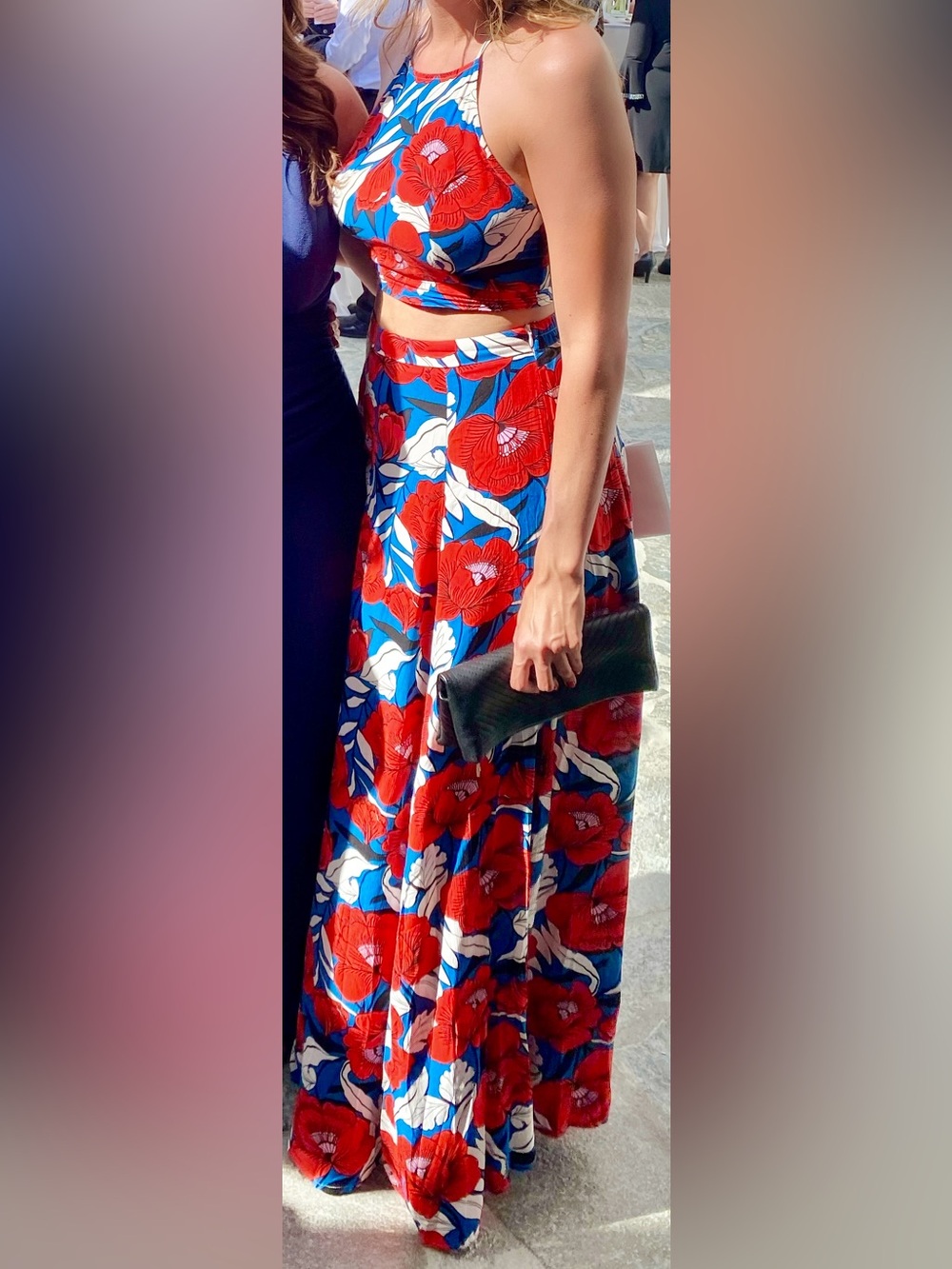 2 piece- Floral Red and Blue Maxi Skirt - Women's Summer Skirt